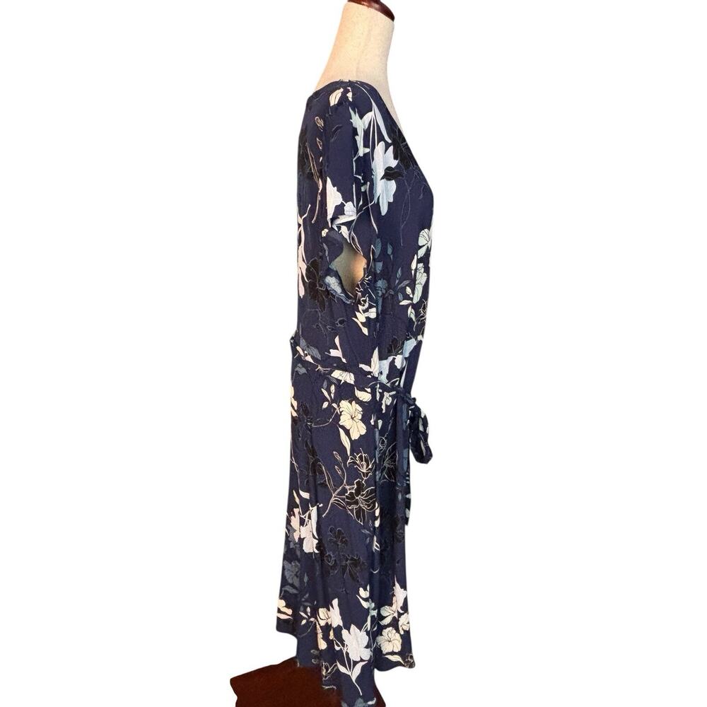 Talbots Plus Size 18W Navy Blue Floral Belt Dress Midi NEW NWT - Picture 5 of 11